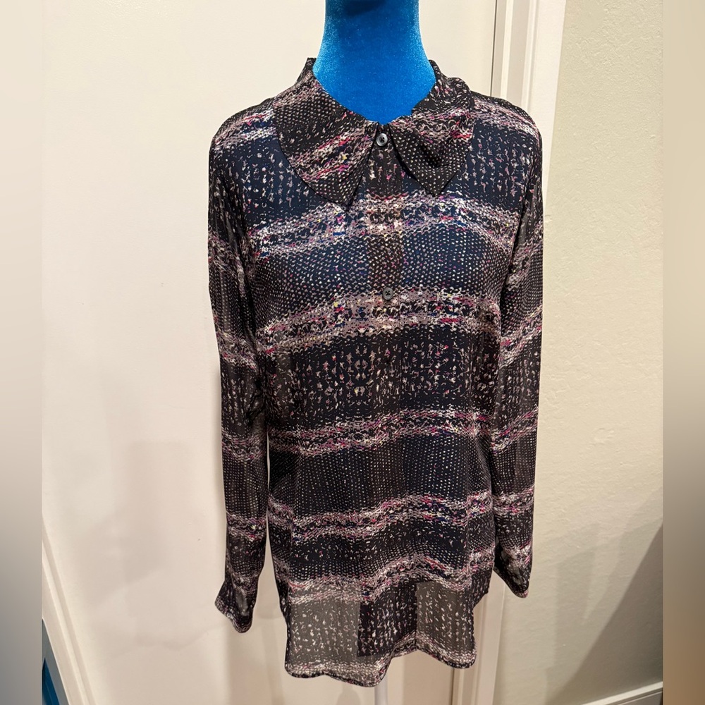 CAbi Multicolor Sheer Patterned Blouse